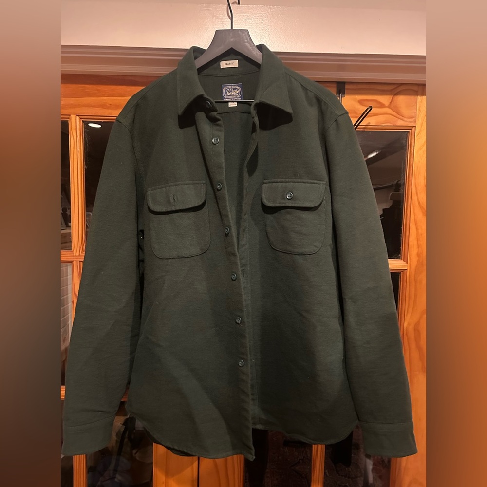 J. Crew Men’s Heavyweight Chamois Workshirt Forest Green Shirt Jacket